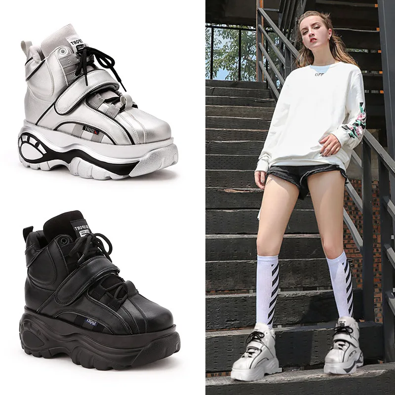 

2023 New Internal elevation of 7CM Sports Shoes Women's Spring and Autumn New Casual Shoes High Top Thick soled women's shoes