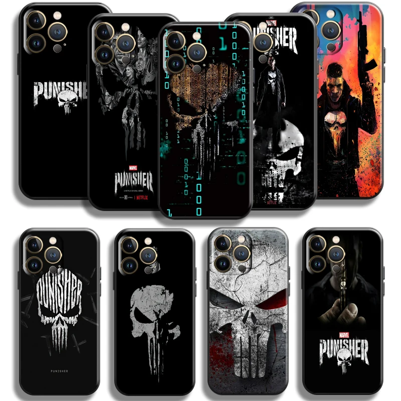 

Marvel Punisher Frank Castle For Apple iPhone 13 12 11 Pro Max Mini X XR XS Max SE 5 5s 6 6S 7 8 Plus Phone Case Silicone Cover