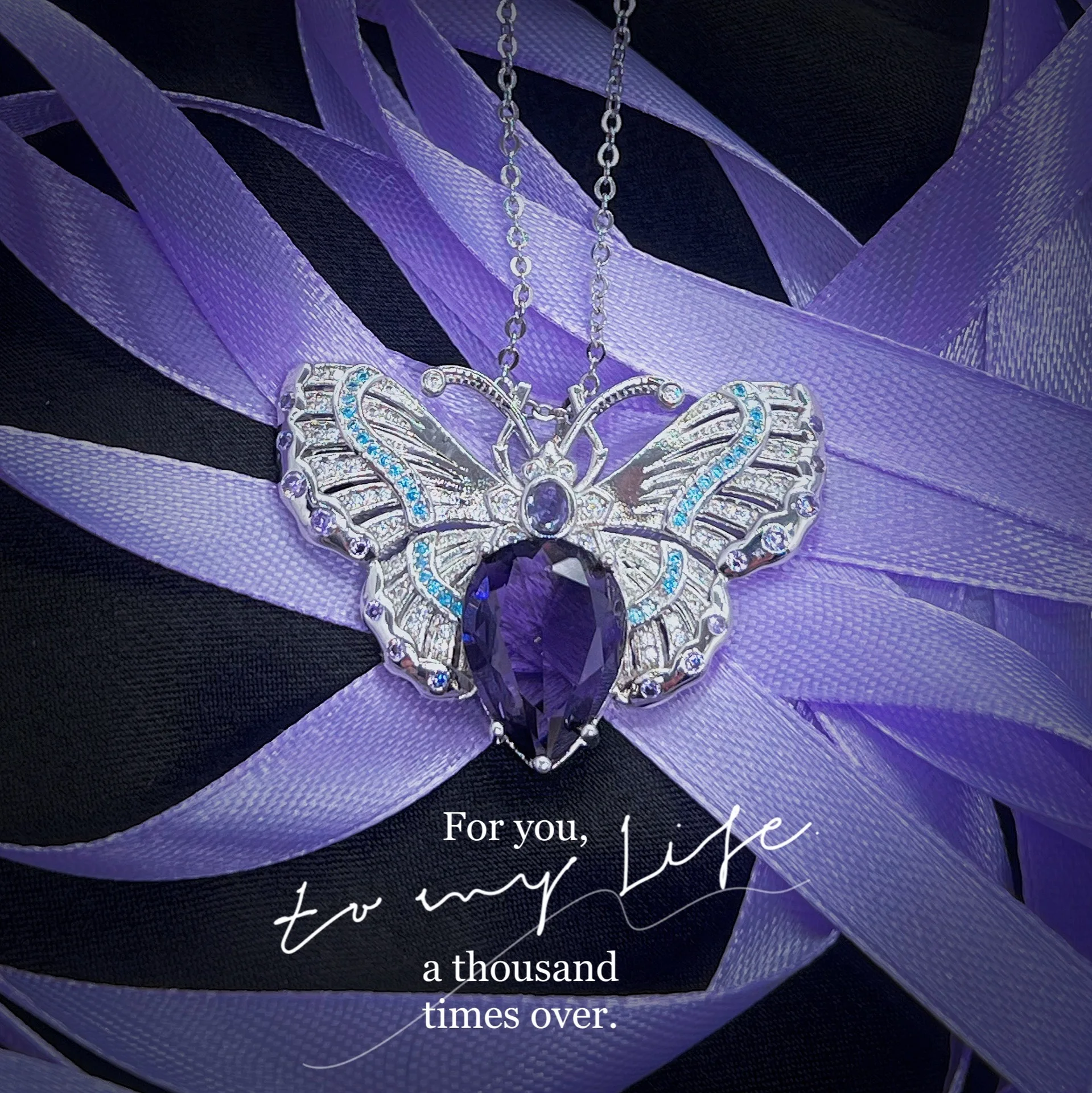 

Женское колье с подвеской-бабочкой, модное дизайнерское ожерелье с фиолетовым кристаллом циркония, очаровательное свадебное Ювелирное Укр...
