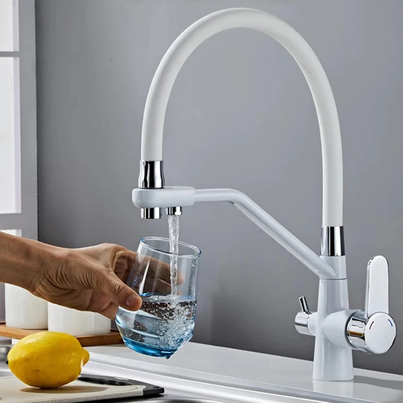 Латунный смеситель для кухни с фильтром питьевой воды