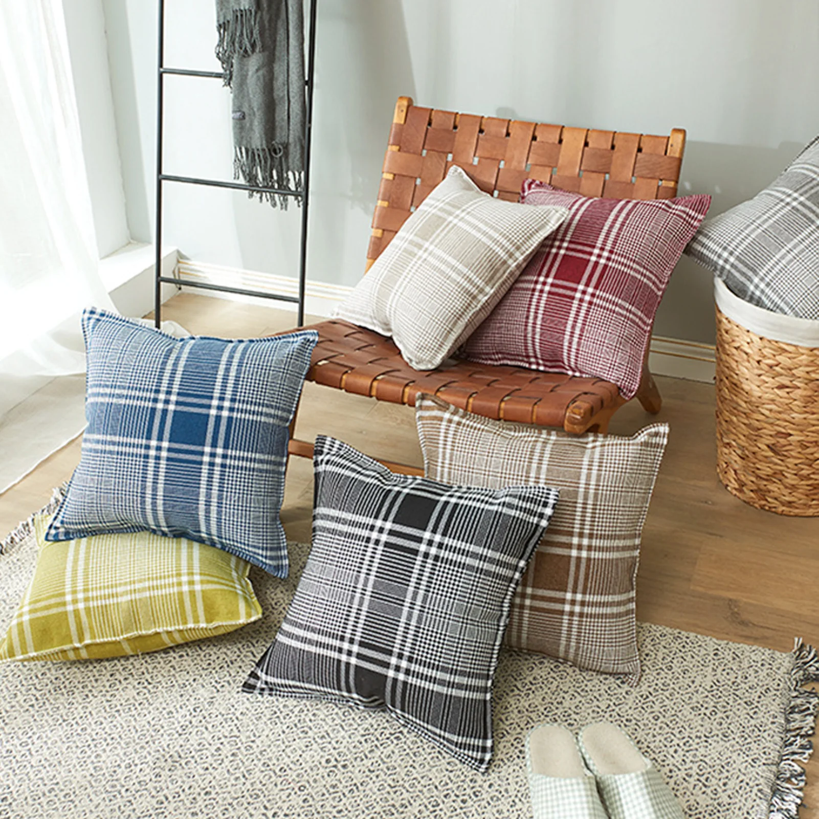 

Plaid Throw Pillow Covers Cases Casual Plaid Edge Pillow Cases Bed Sofa Couch Bench Car Home Decor Comfy Casual Plaid Edge