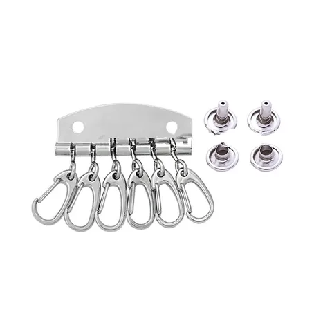 Металлический держатель для ключей с 6 карабинами