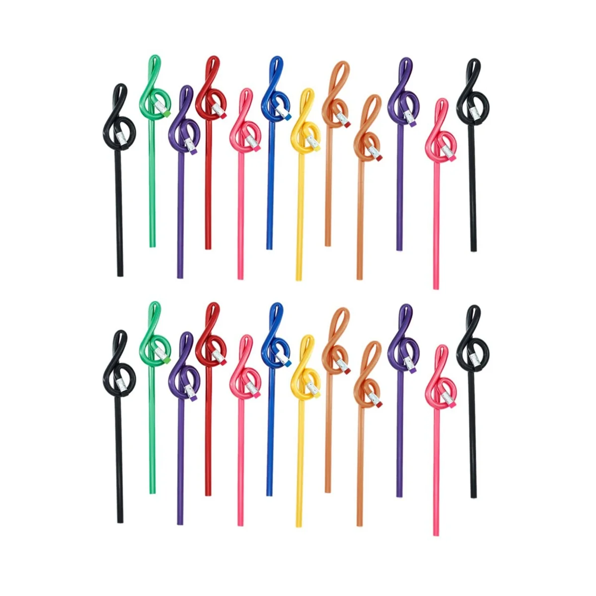 

24Pcs Students Note Pencils Musical Note Pencils with Eraser Colorful Music Pencils Wooden Treble Clef Bent Pencil
