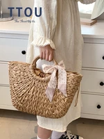 casual straw beach women tote bag 2022 summer fashion luxury designer handbag retro simple large capacity female shoulder bag