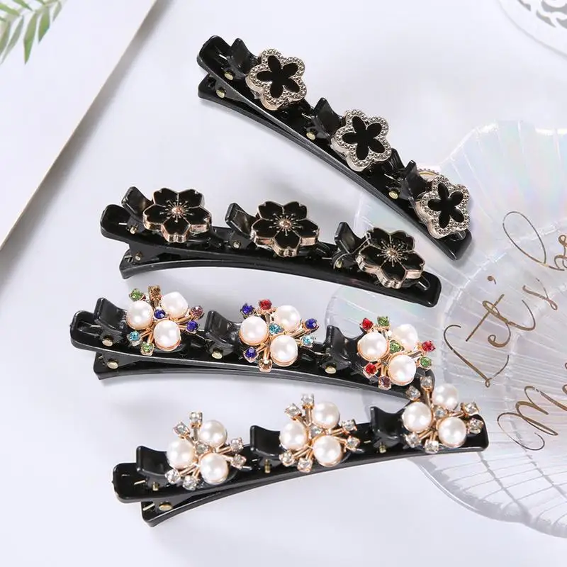 

Sparkling Crystal Braid Clip Sparkling Stone Rhinestone Hair Clip 8pcs Stone Hair Bands Double Layer Braided Hairpin Lazy