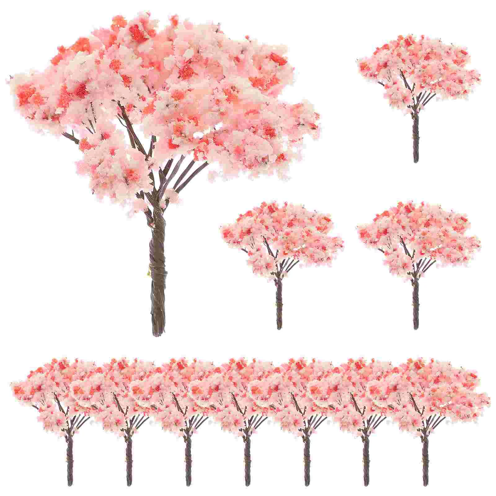 

12 Pcs Cherry Layout Miniature Micro-landscape Ornament Artificial Plants Outdoors Tree Fake Blossom Simulated Abs Sand Table