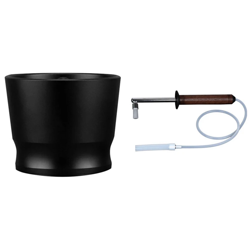 

1 Pcs Aluminum Dosing Ring 58Mm Espresso Barista Powder Picker & 1 Set Coffee Machine Steam Cleaning Brush