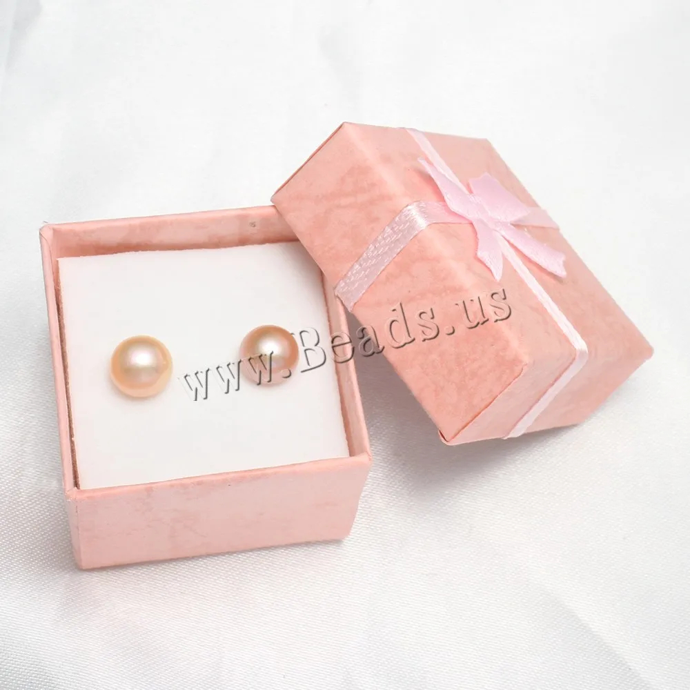 1 пара/кор. серьги из натурального пресноводного жемчуга розового цвета с