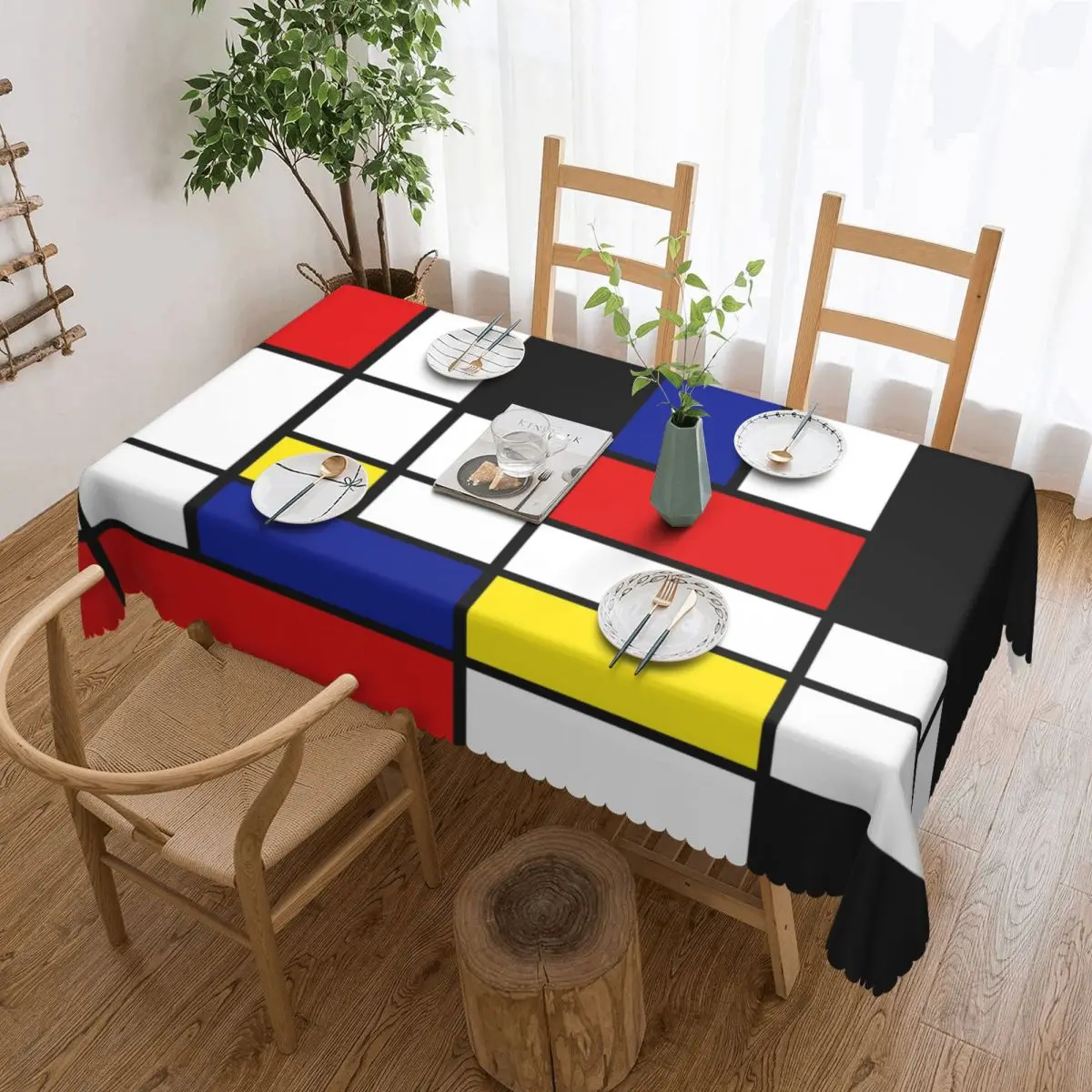 Прямоугольное абстрактное искусство на заказ Скатерть Mondrian 45-50 дюймов