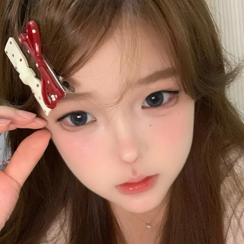 2/8 шт. заколки для волос с бантом в горошек женские простые пластиковые челкой по