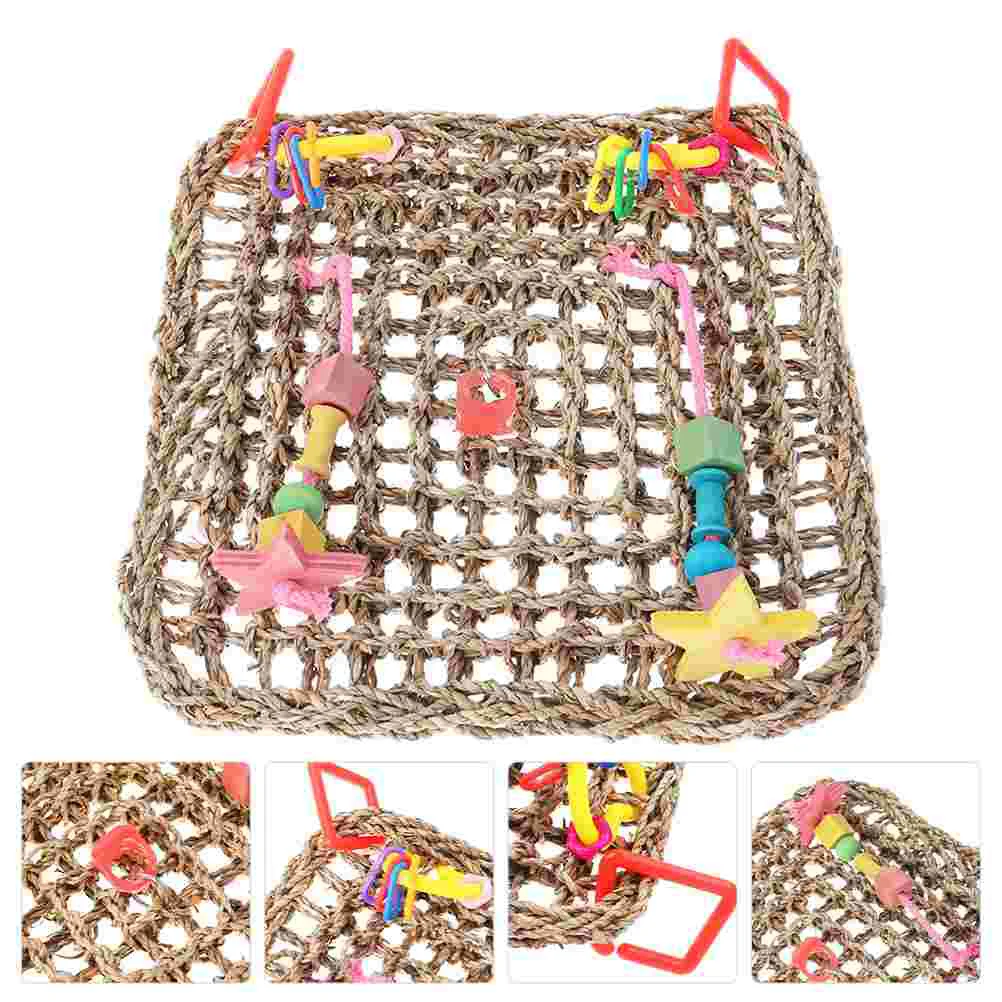 

Seagrass Woven Hanging Cushion Parakeet Bite Toy Foraging Parrot Cage Straw Toys Medium Parrots Bird Conures Chew