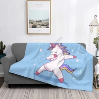 funnyunicorn pattern multifunctional warm flannel blanket bed sofa personalized super soft warm bed cover