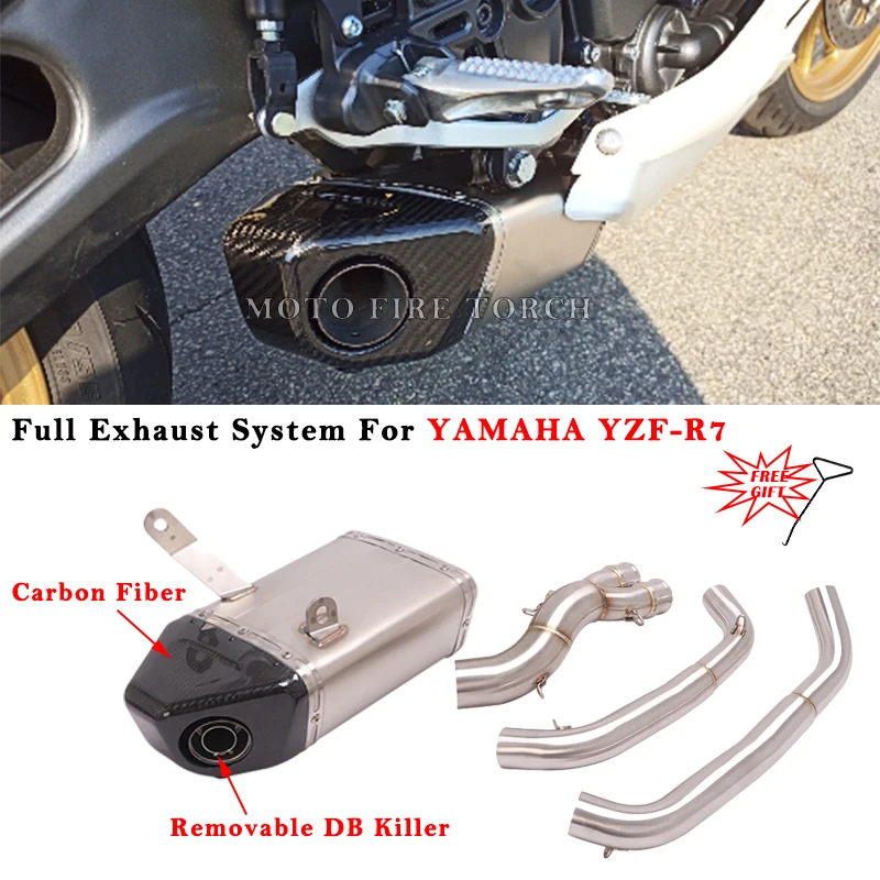 

Выхлопной глушитель для мотоцикла YAMAHA YZF R7, модифицированный глушитель из углеродного волокна с передней звеньевой трубой и уничтожителем дБ