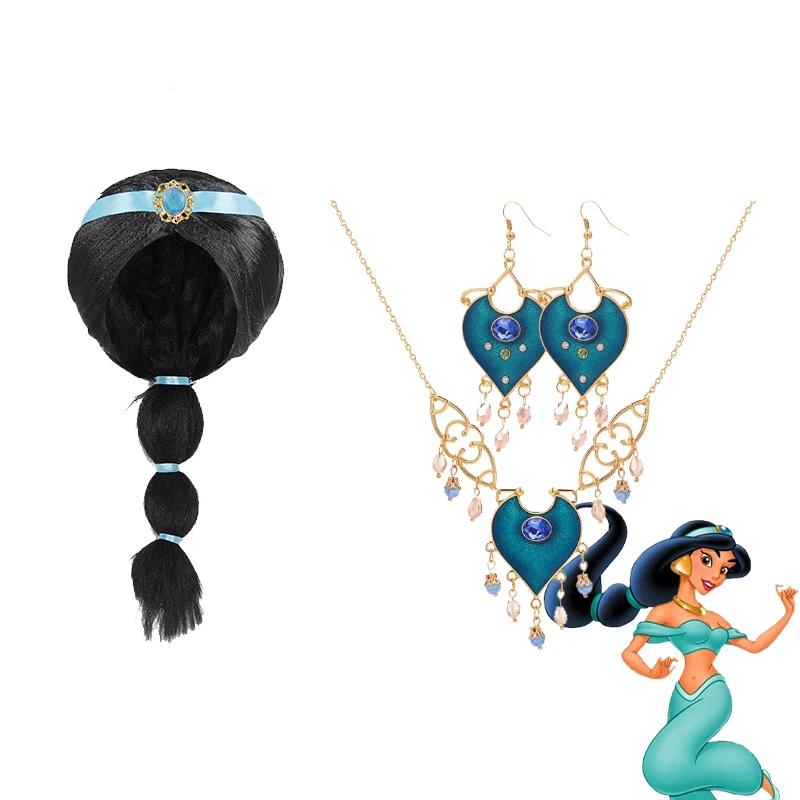 

Disney Girl Aladdin Princess Jasmine Wig Braidsbirthday Party Carnival Hair Accessories Aladdin Lamp Princess Cosplay Props