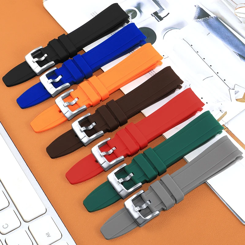 YOPO Selected Quality Rubber WatchBandSuitable For300/ 600 Needle   Deduction Arc Mouth Green Silicone Men's WatchChain20 22mm