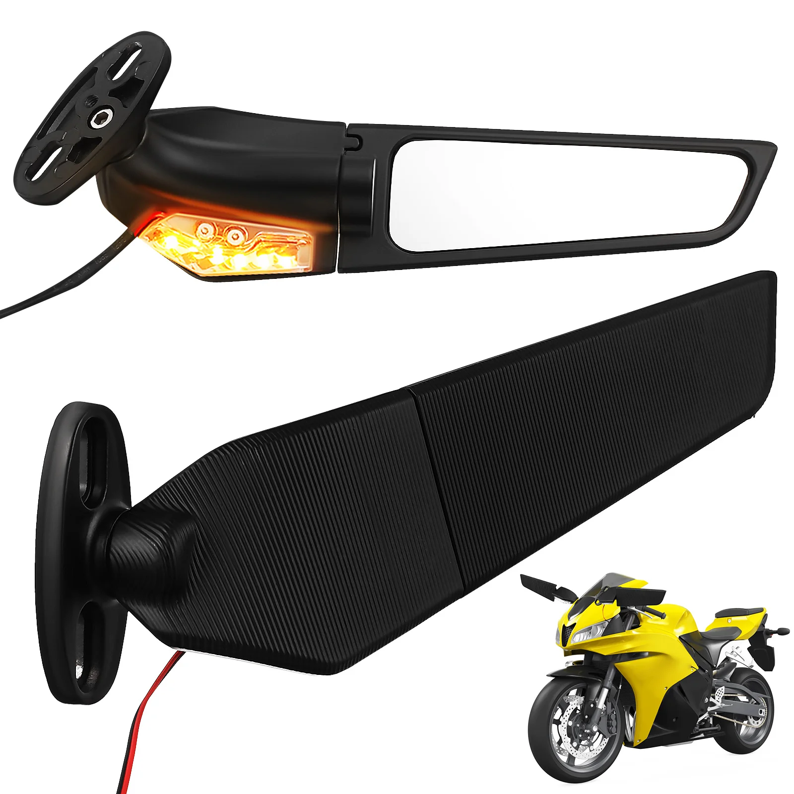 

Motorcycle Mirrors For Handlebars Universal Side Wing Fin Rear View Aluminum Alloy Rearview