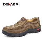 Мужские туфли на плоской подошве DEKABR, коричневые воздухопроницаемые Повседневные Удобные ботинки из натуральной бычьей кожи, лето 2022
