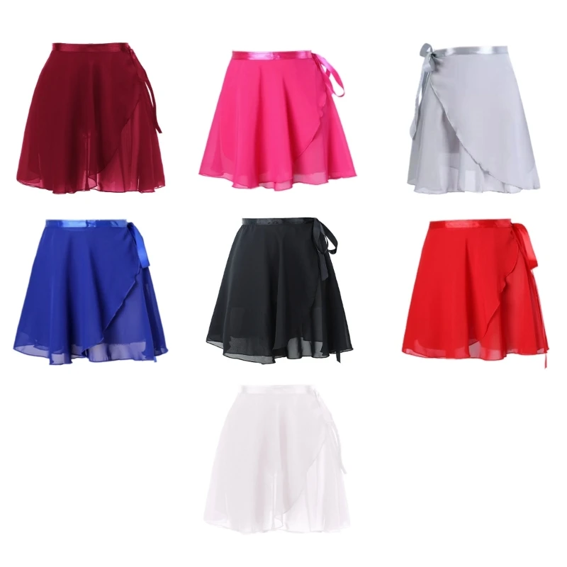 

Women Asymmetric Dance Skirts Chiffon Ballet Wrap Skirt Skate Over Scarf Skirts P8DB