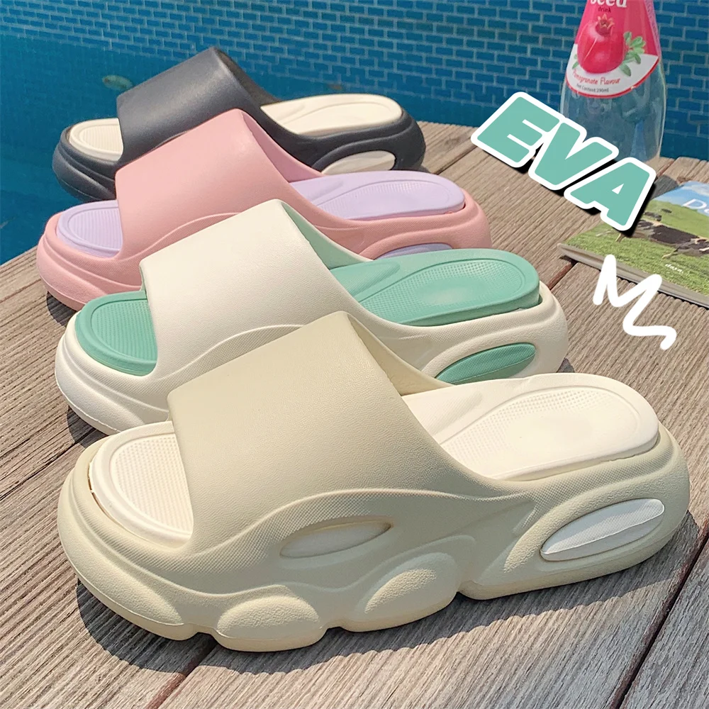 2023 Ins EVA Women Slippers For Couples Summer Outdoor Slippers Man Soft 4cm Thick Sole Sandals Flip Flops