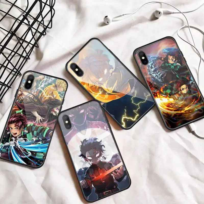 

Demon Slayer Japan anime Phone Case Tempered glass For iphone 6 7 8 plus X XS XR 11 12 13 PRO MAX mini