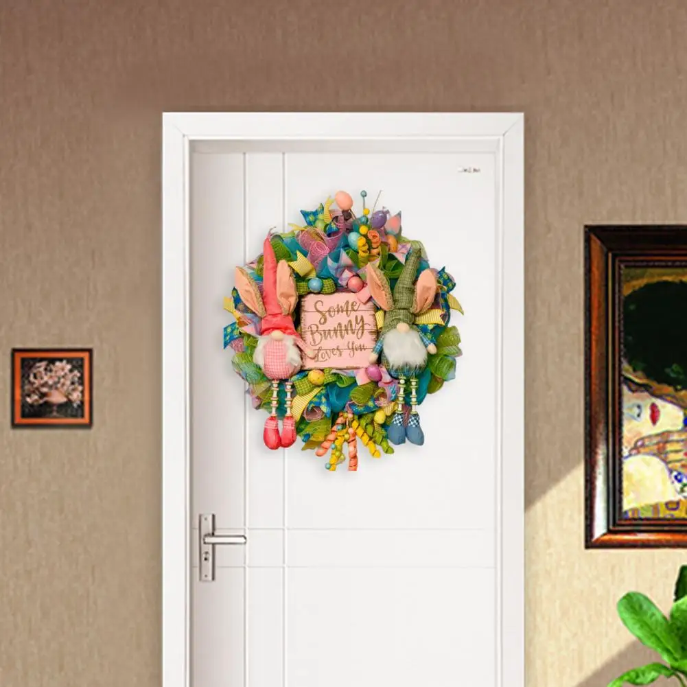 

Vibrant Color Beauty Easter Bunny Butt Ears Wreath Polyester Rabbit Wreath Adding Vitality for Gifts