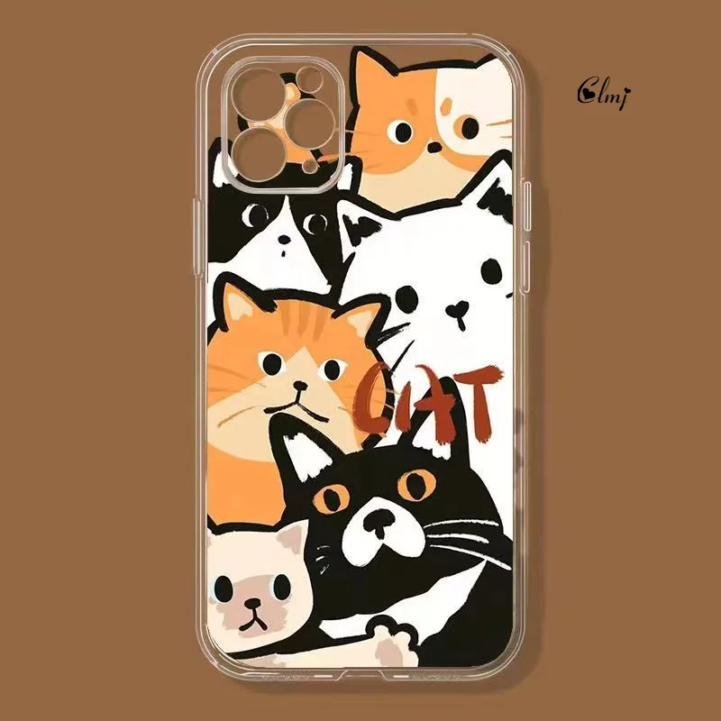 

Clmj Cute Cartoon Cat Phone Case For Samsung Galaxy A13 A54 A52 S23 S22 Ultra For iPhone 14 13 12 11 Silicone Protective Cover