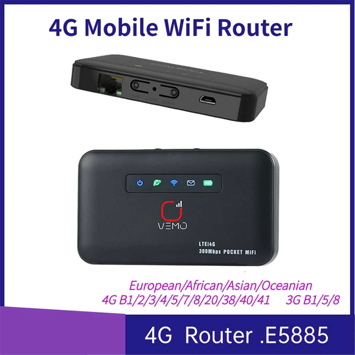 Карманный Wi-Fi-маршрутизатор E5885 Мини-маршрутизатор 4G с SIM-картой RJ45 Lan Port Modem LTE