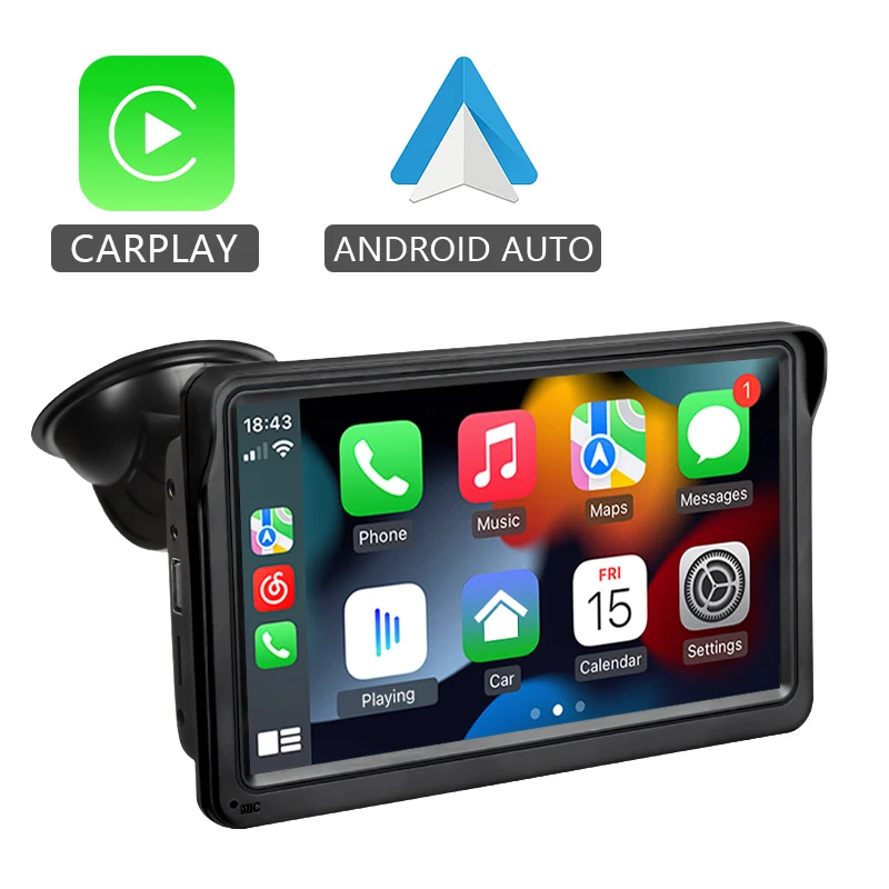 

CarPlay Android Автомагнитола мультимедийный видеоплеер 7-дюймовый портативный сенсорный экран Bluetooth 5,0 с дистанционным управлением