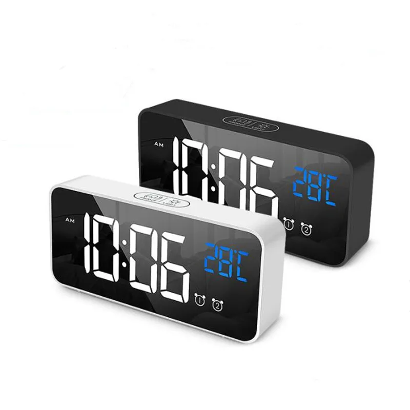 

Hot Rechargeable Electronic Digital Alarm Clock Desktop Clocks Snooze Night Mode Table Clock Music Electronic LED Clocks
