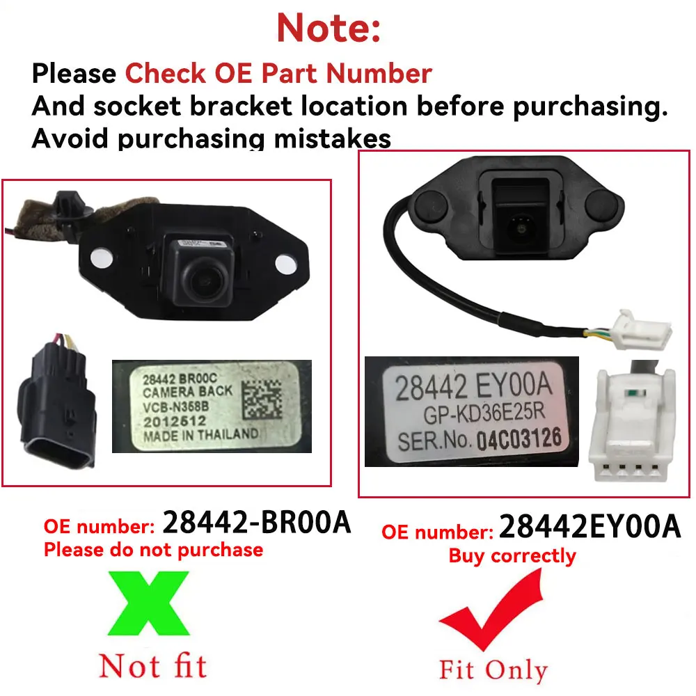 Фото НОВАЯ HD 28442EY00A Автомобильная камера заднего вида для Nissan Qashqai J10 J11 2008-2015, модели, камера помощи при парке 28442-EY00A №2