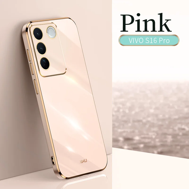 

Phone Case for Vivo S16 Vivo S16e Vivo S16 Pro Luxury Plating Square Ring Holder Silicone Phone Stand Case Back Cover