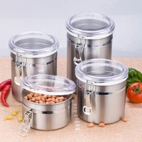 stainless steel sealed jar airtight coffee tea container vacuum grain cereals can flour milk powder canister kitchen storage box