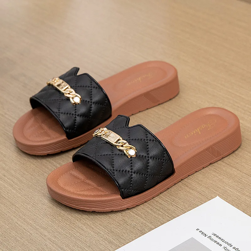Women Thick Sole Slippers Bow Flat Sandals Platform Outdoor Flip-flops Beach Shoes Indoor Slipper sandales femmes 2023