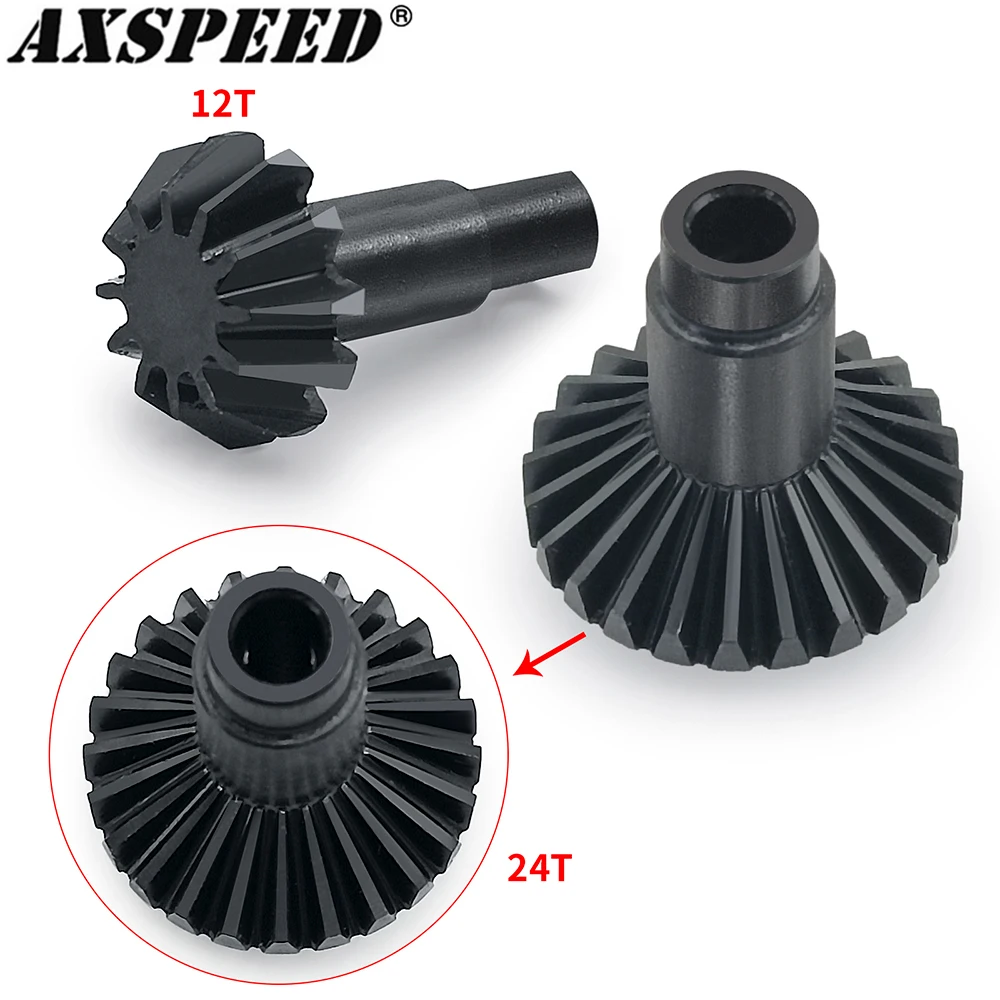 

AXSPEED 24T/12T Steel Alloy Helical Front Rear Axles Gear Kit for 1/18 RC Crawler Car TRX4M Upgrade Parts