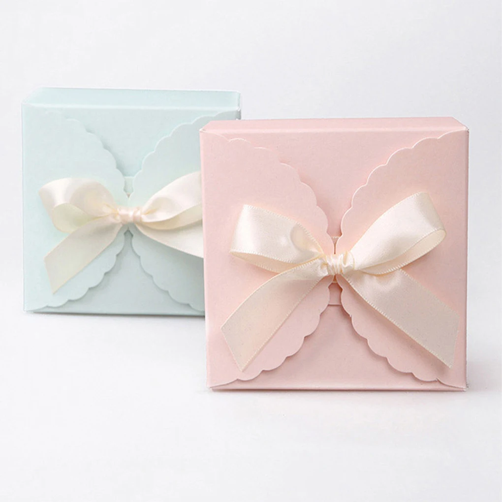 

10 Pieces Wedding Ceremony Engagement Bowknot Paper Gift Box Banquet Present Case Party Favor Candies Cookies Package