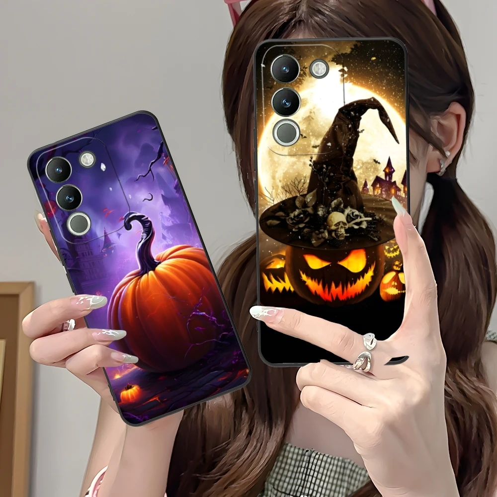 Halloween Pumpkin Mobile Cell Phone Case for VIVO Y95 Y93 Y31 Y20 V19 V17 V15 Pro X60 NEX Black Soft Cover Shell