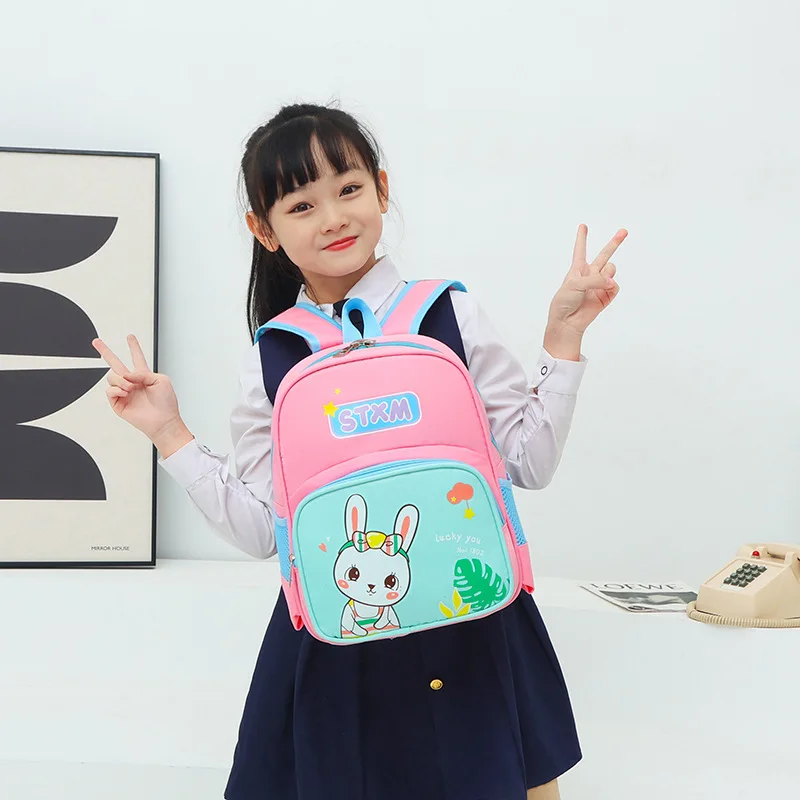 New Children's School Bag Cartoon Cute Rabbit Dinosaur Kindergarten Waterproof Backpacks for Boys and Girls Large Capacity