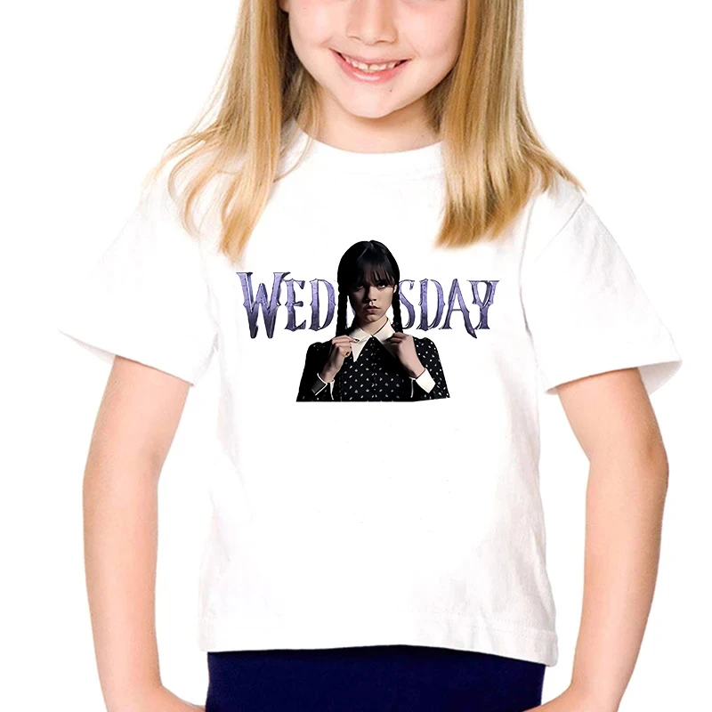 

Cartoons Tshirt Wednesday Addams Children T-Shirt I Hate People Clothes Kid Girl Boy Nevermore Academy T Shirt Baby Casual Top