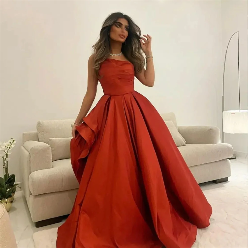 

Простые красные атласные деловые платья на одно плечо для выпускного вечера А-силуэта женское вечернее платье до пола из искусственной косички
