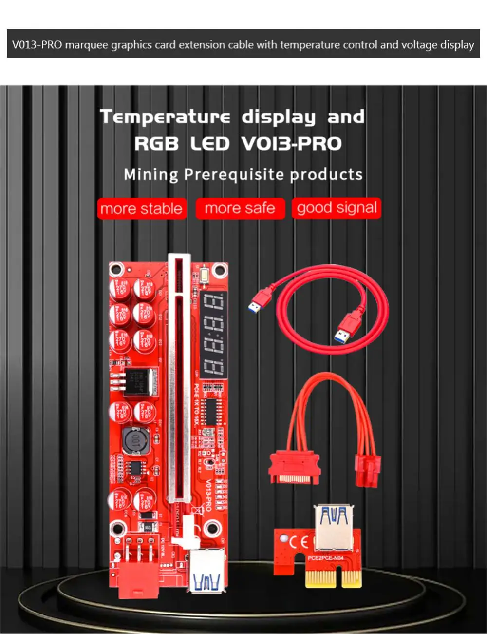 

V013 Pro PCIE Riser 013 Express X1 X16 Cabo Riser For Video Card 6Pin Power 10 Capacitance For Mining miner