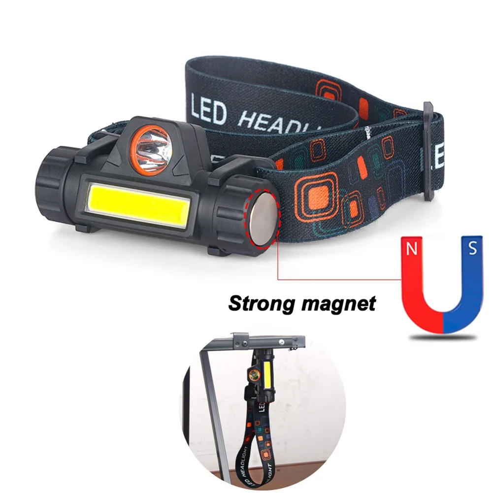 

Button Switch Headlight Headlamp Micro USB Rechargeable Waterproof White Light XPE+COB 180lm (COB) 500lm (Q5) ABS