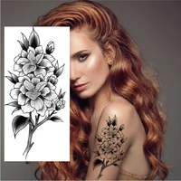 1pc disposable tattoo stickers black and white sketch flower tattoo stickers waterproof melanin flower tattoo stickers