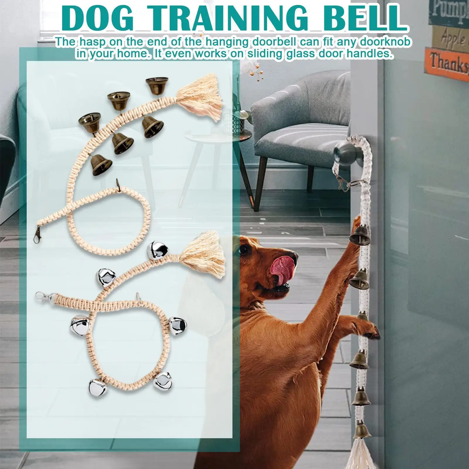 

Hanging Doorbell Dog Potty Training Bell Doorbell Adjustable For Housebreaking House Sliding Glass Training Door X9v9