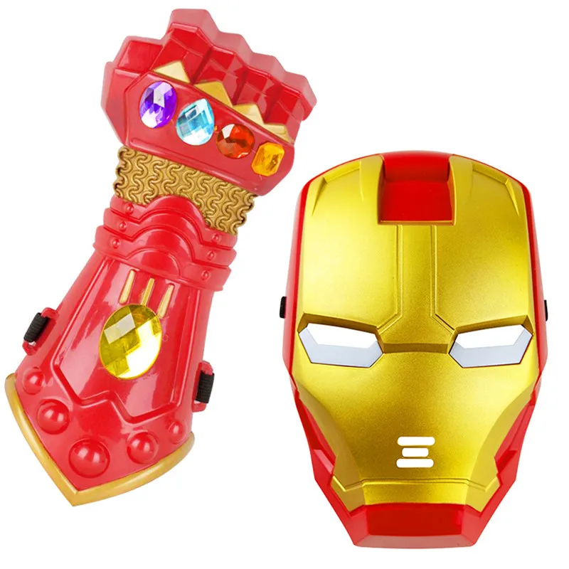 

Disney Avengers Thanos Action Figure Infinity Gauntlet Iron Man Thanos Glove LED Light Mask Model Toy Halloween Kids Boys Toy