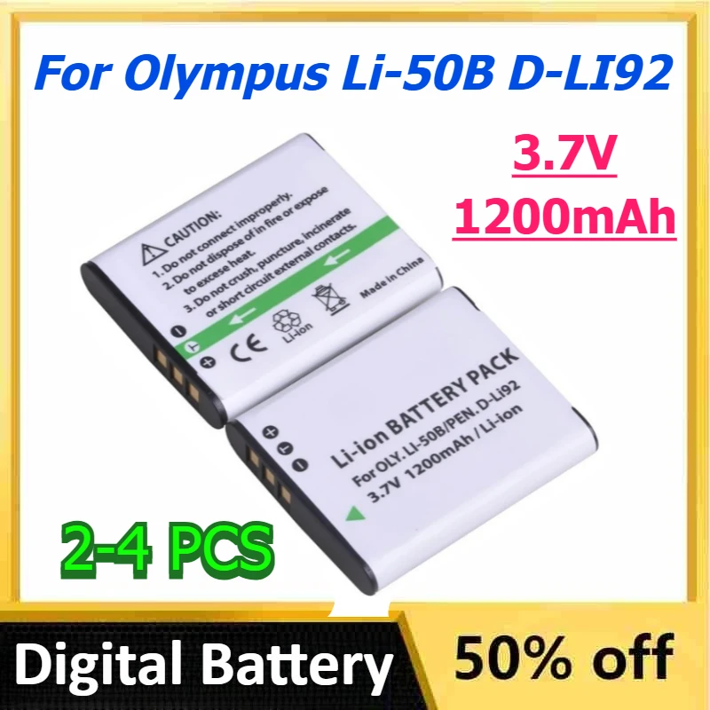 Фото Для Olympus Li-50B D-LI92 Цифровой аккумулятор 3,7 В 1200 мАч для Olympus SP-810 800UZ U6010 U6020 U9010 SZ14 SZ16 D755 U1010 SZ30 SZ20 №1