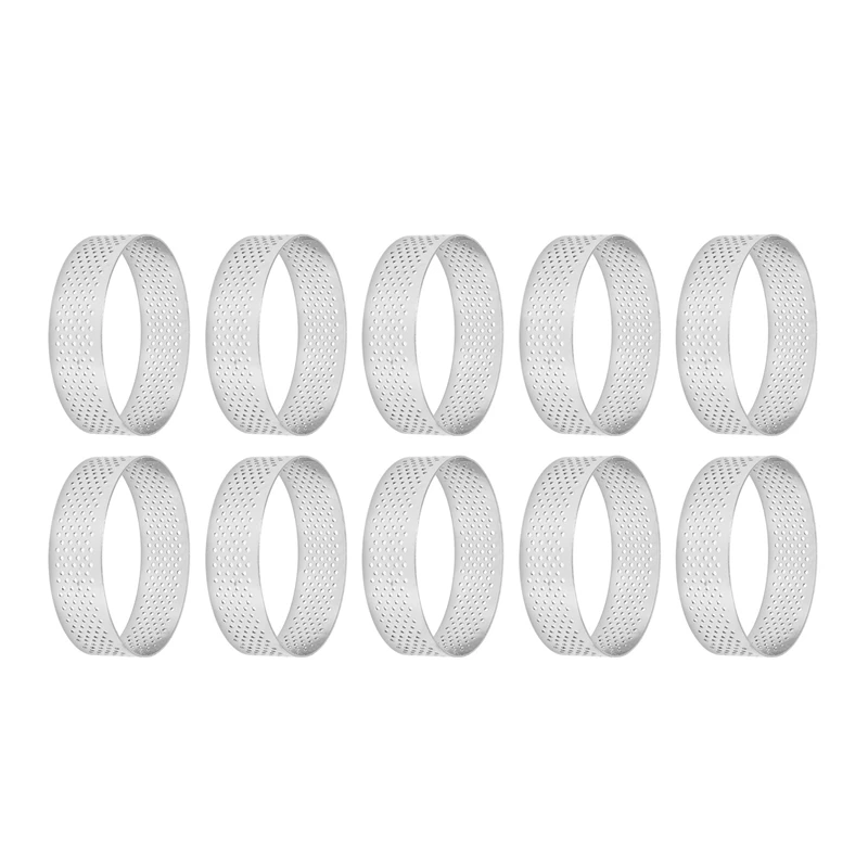 

Hot 30Pcs Circular Tart Rings With Holes Stainless Steel Fruit Pie Quiches Cake Mousse Mold Kitchen Baking Mould 7Cm