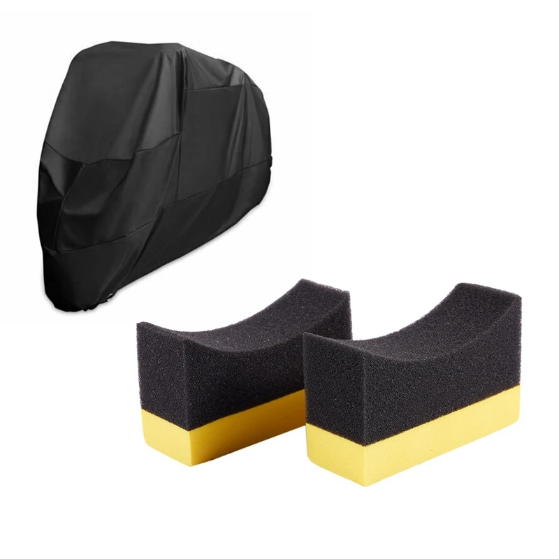 

2X Contoured Auto Wheels Brush Sponge Tools Applicator Special For Tire Hub Cleaning Dressing Waxing Polishing Yellow+Black & 1X