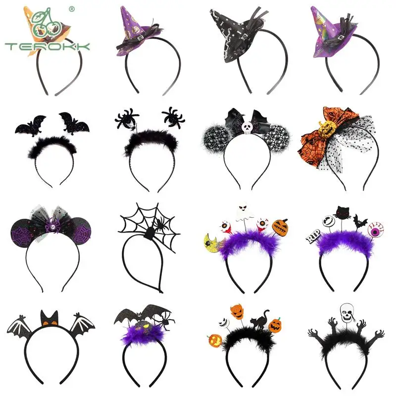 

1Pc Halloween Devil Hair Band Halloween Party Decoration Spider Web Witch Dance Headband Photo Prop Ghost Festival Bat Head Hoop