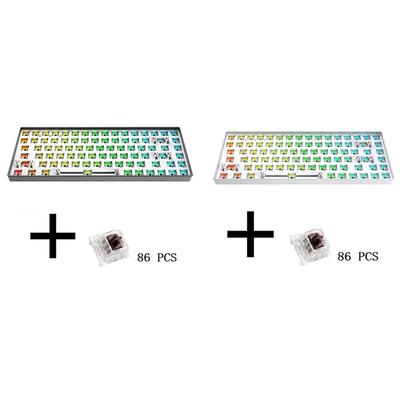 

Игровая механическая клавиатура TESTER84 с коричневой осью, проводная клавиатура с горячей заменой, подсветка RGB, механическая клавиатура