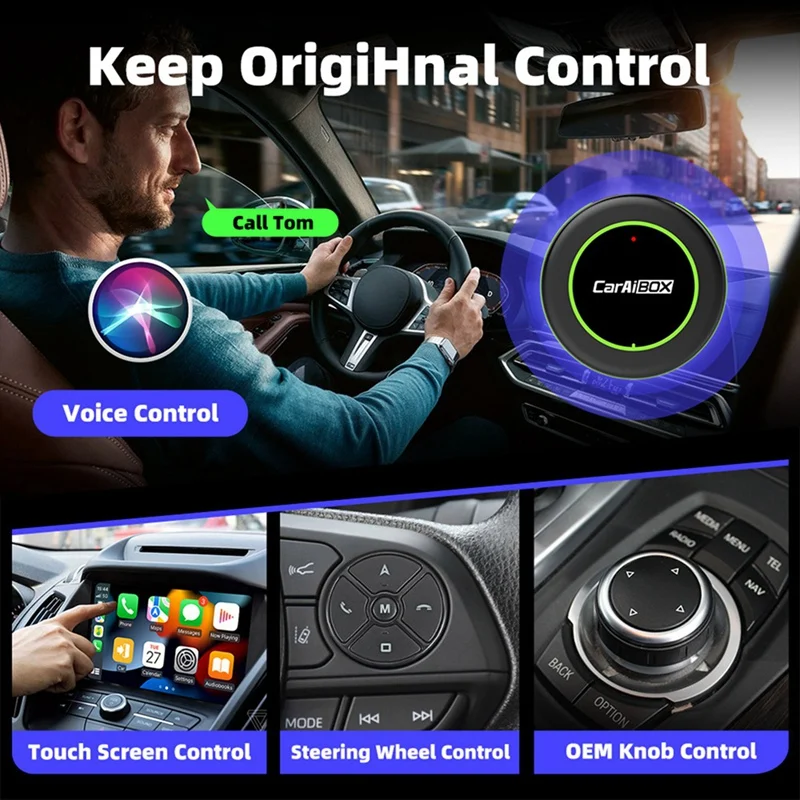 Адаптер Caraibox Carplay проводной к беспроводному экрану проекционная коробка